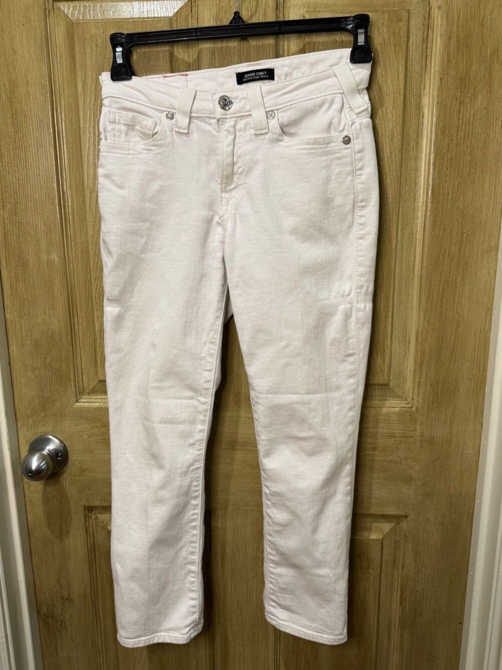 True Religion Jennie Curvy Mid Rise Super Skinny White Jeans Women's 26